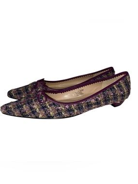 Pazzo Shoes Womens Size 7.5 Tweed Pointy Toe Bow Office Career Quirky Twee